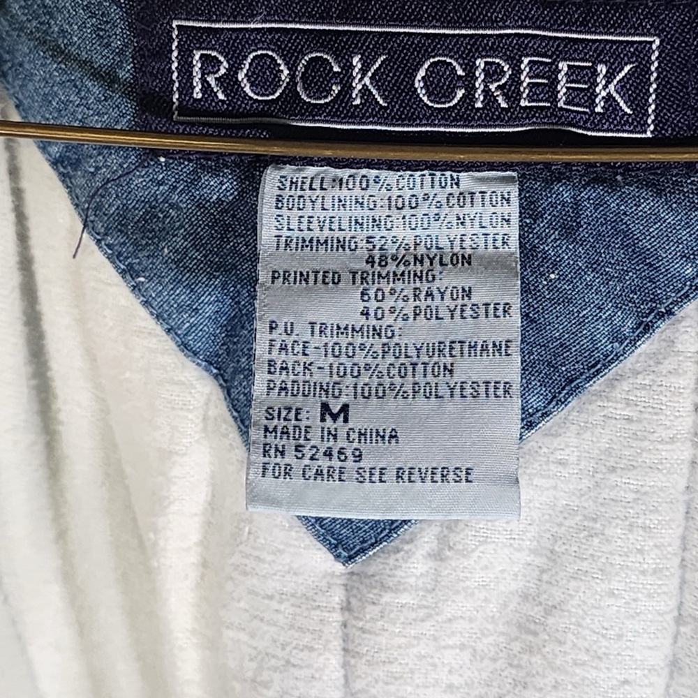 Rock Creek Acid Wash Denim Jacket Quilted Lining Purple/Floral Accents Size M - Picture 3 of 6
